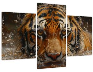 Kép - Portré egy tigris a vízben (90x60 cm)