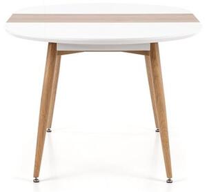 Kihúzható Asztal, MDF és Fém Edward Fehér / San Remo Tölgy, H120-200xSz100xM75 cm