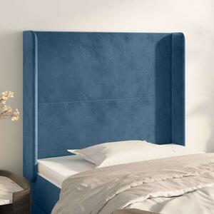 VidaXL sötétkék bársony fejtámla szárnyakkal 83x16x118/128 cm