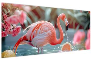 Kép - Flamingó a tóban (120x50 cm)