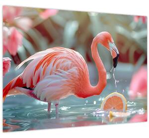 Kép - Flamingó a tóban (70x50 cm)