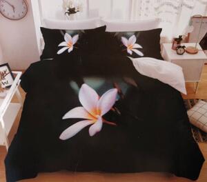 7 részes Sendia ágyneműhuzat garnitúra 3D virágos mintával (fekete, fehér/rózsaszín virággal)