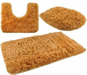 Puha szürke fürdőszobai szőnyeg szett (3 darabos, barna)