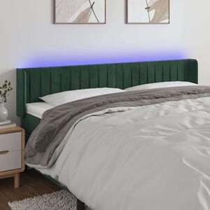 VidaXL Bársony Ágyfejtámla - Sötétzöld - 163cm - LED
