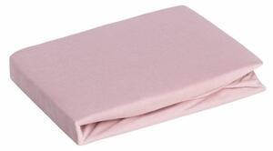Jersey pamut gumis lepedő Púder rózsaszín 90x200 cm + 25 cm
