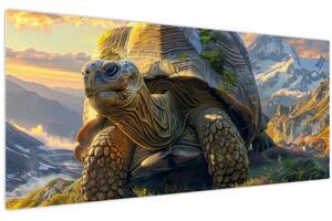 Kép - Teknős és hegyvidéki táj (120x50 cm)