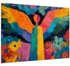 Kép - Absztrakt angyal virágokkal (70x50 cm)