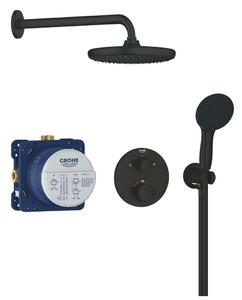 Grohe Vitalio Start - Zuhanyszett termosztáttal rejtett beépítéshez, 25 cm, 2 féle vízsugárral, matt fekete 348832430