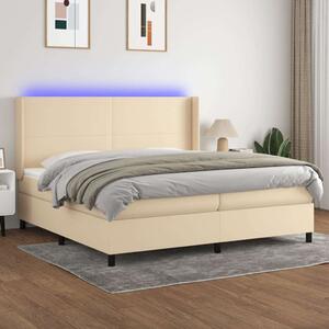 VidaXL Krémszínű Ágy - Rugós, LED-es - 200x200 cm