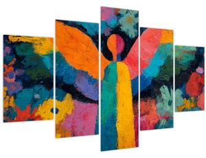 Kép - Absztrakt angyal virágokkal (150x105 cm)
