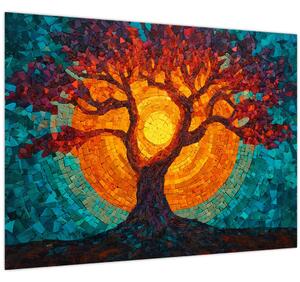 Kép - Az élet fája és a nap mozaikban (70x50 cm)