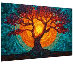 Kép - Az élet fája és a nap mozaikban (90x60 cm)