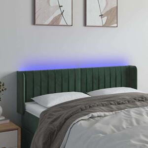 VidaXL sötétzöld bársony LED-es fejtámla 147 x 16 x 78/88 cm