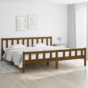 Mézbarna tömör fa ágykeret 200x200 cm