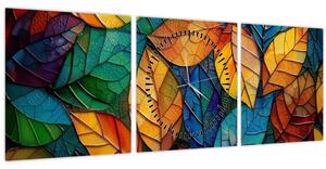 Kép - Levélmozaik (órával) (90x30 cm)