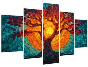 Kép - Az élet fája és a nap mozaikban (150x105 cm)