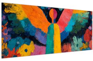 Kép - Absztrakt angyal virágokkal (120x50 cm)