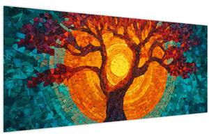 Kép - Az élet fája és a nap mozaikban (120x50 cm)