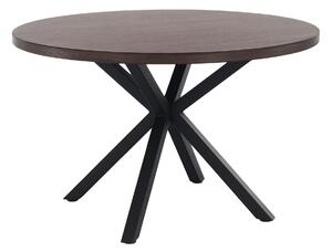 KONDELA Étkezőasztal, sötét tölgy/fekete, átmérő 120 cm, MEDOR