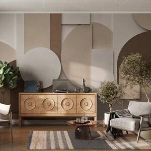 Fotótapéta Texturált bézs színű geometrikus alakzatok réteges 3D-kompozícióban, minimalista, modern, Fotótapéta geometria, w05598 : Uwalls.hu