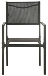 2 db fekete és antracitszürke textilén és acél kerti szék