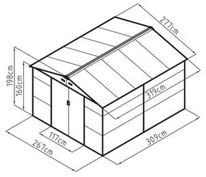 G21 GAH 884 barna famintás fém kerti tároló ház, kb. 3,1 X 2,7 méter alapterület