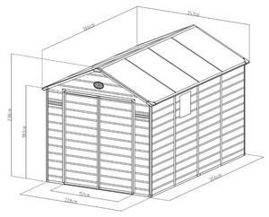 Kerti tároló ház kb. 3,6 X 2,3 méter alapterület, polikarbonát, szürke, G21