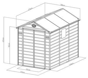 Kerti tároló ház kb. 2,8 X 2 méter alapterület, polikarbonát, szürke, G21