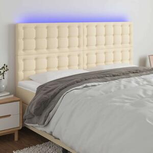 VidaXL krémszínű szövet LED-es fejtámla szárnyakkal 160x5x118/128 cm