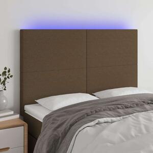 VidaXL LED Ágyfejtámla - Sötétbarna Szövet - 144x128 cm