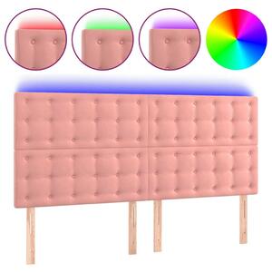 VidaXL LED-es Bársony Fejtámla - Rózsaszín - 180x128cm