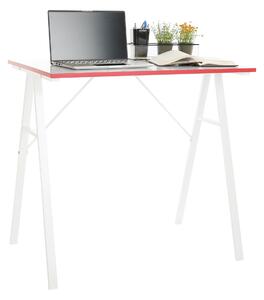 KONDELA Számítógépasztal, fehér/piros, RALDO