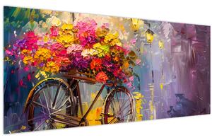 Kép - Kerék virágokkal (120x50 cm)