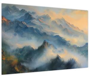 Kép - Festett hegyi táj (90x60 cm)