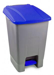 Szelektív hulladékgyűjtő konténer, műanyag, pedálos, fém színű/kék, 70L