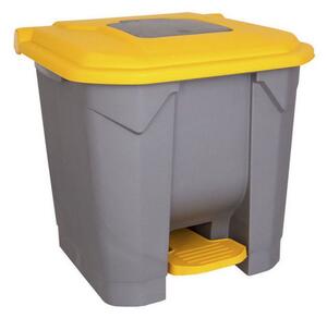 Szelektív hulladékgyűjtő konténer, műanyag, pedálos, sárga, 30L