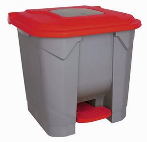 Szelektív hulladékgyűjtő konténer, műanyag, pedálos, piros, 30L