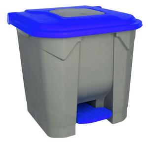 Szelektív hulladékgyűjtő konténer, műanyag, pedálos, kék, 30L