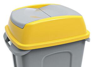 Hippo hulladékgyűjtő szemetes fedél, műanyag, sárga, 70L