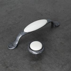 TULIP Gomb Gipa sötét nikkel/fehér porcelán + csavarok
