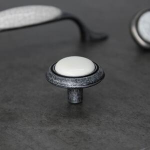 TULIP Gomb Gipa sötét nikkel/fehér porcelán + csavarok