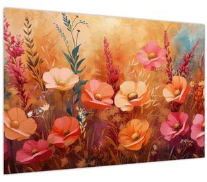 Kép - Virágos rét, festmény (90x60 cm)