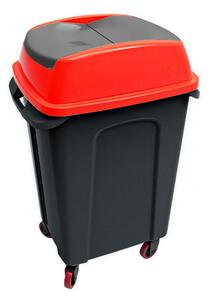 Hippo Billenős Szelektív hulladékgyűjtő szemetes, műanyag, fekete/piros, 50L
