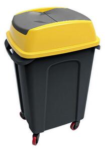 Hippo Billenős Szelektív hulladékgyűjtő szemetes, műanyag, fekete/sárga, 50L