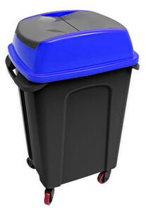 Hippo Billenős Szelektív hulladékgyűjtő szemetes, műanyag, fekete/kék, 70L