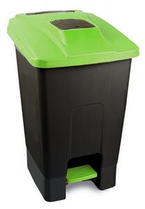Szelektív hulladékgyűjtő konténer, műanyag, pedálos, fekete/zöld, 100L