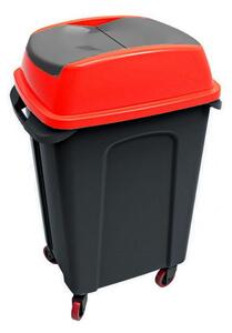 Hippo Billenős Szelektív hulladékgyűjtő szemetes, műanyag, fekete/piros, 70L