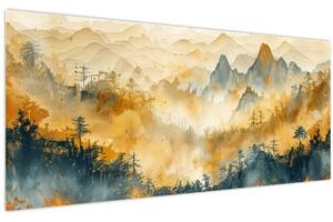 Kép - Hegyek, akvarell (120x50 cm)