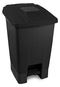 Szelektív hulladékgyűjtő konténer, műanyag, pedálos, fekete/fekete, 100L