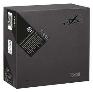 Infibra Szalvéta 38x38cm fekete 2 réteg 40 lap/csomag (36 csomag/karton)